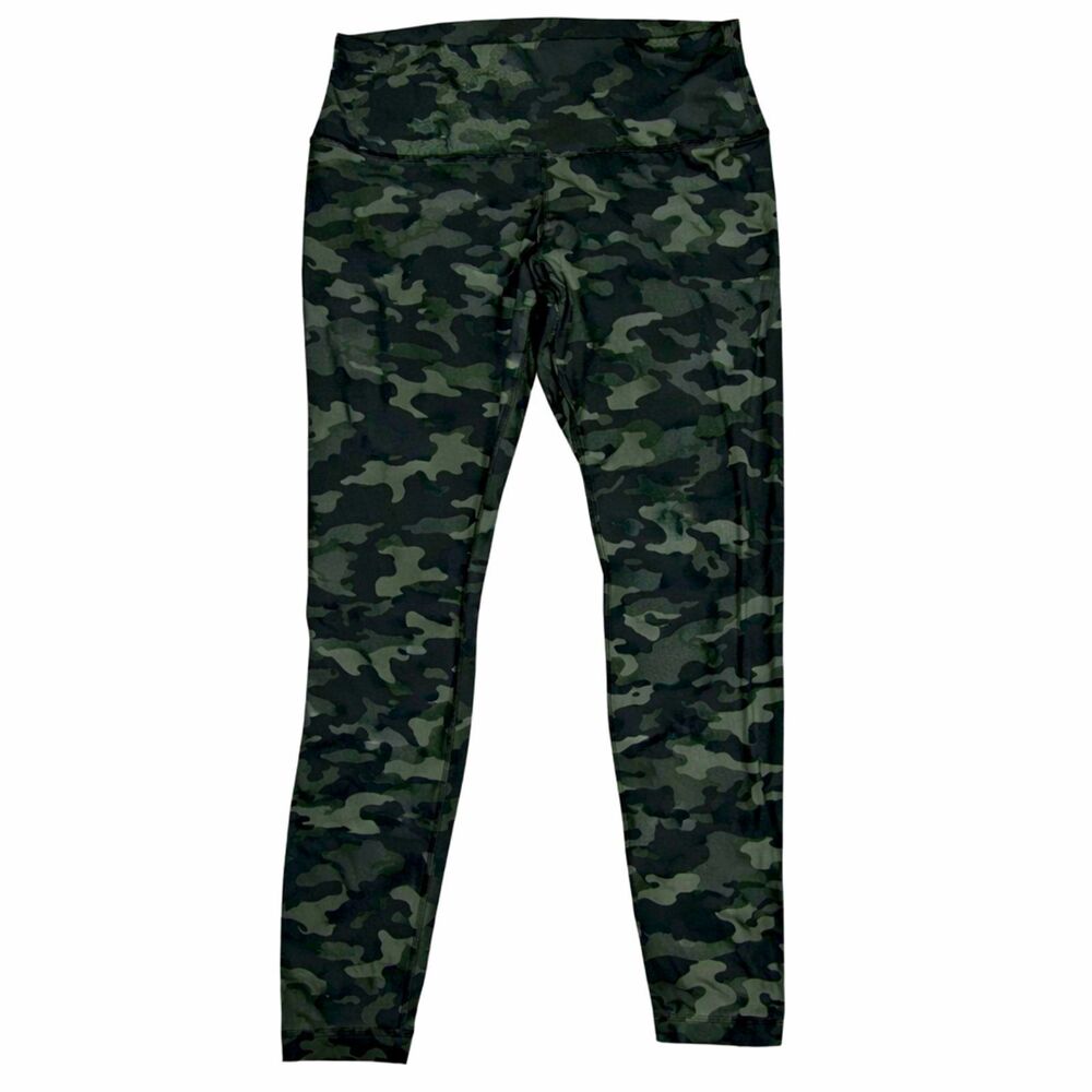 Lululemon Camo Leggings Size 14 Green Black High Rise Athletic Pants